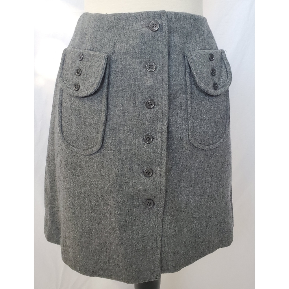 Vintage 90s Mini Skirt School Gray Pocket Front